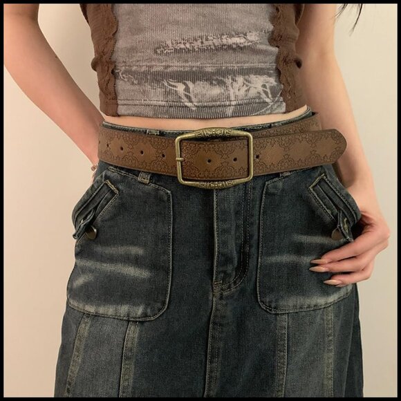 Vintage Western Cowgirl Belt Elegant Carving Design Polyester Waist Belt - Picture 2 of 7